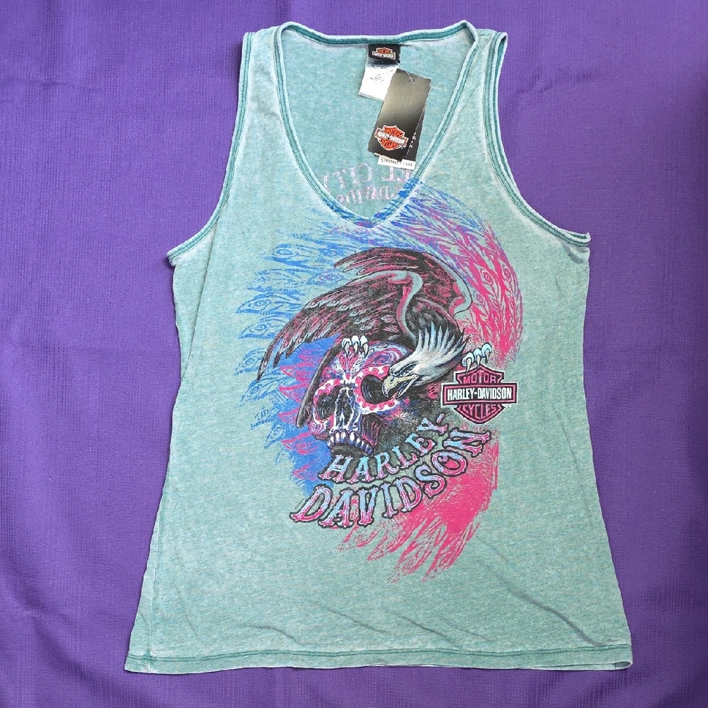 Harley-Davidson Teal Tank with Eagle Graphic